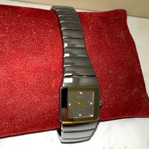 Silver Rado Ceramic bracelet Watch with 3 diamonds